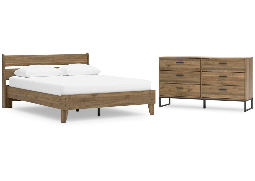 Deanlow Queen Platform Panel Bed and Dresser