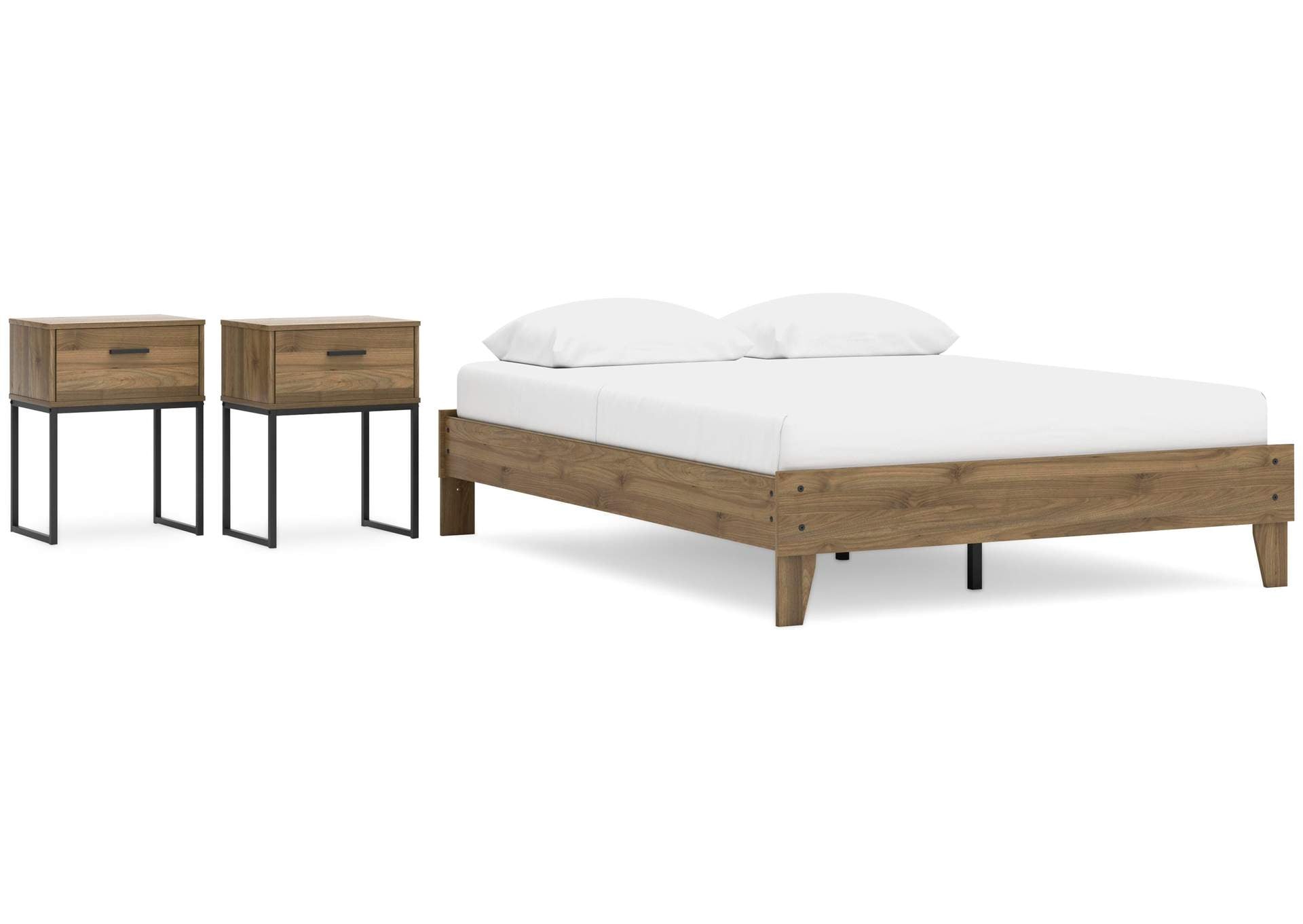 Deanlow Queen Platform Bed and 2 Nightstands