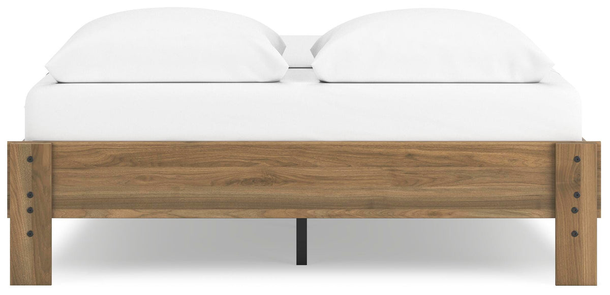 Deanlow Queen Platform Bed in Honey, back view
