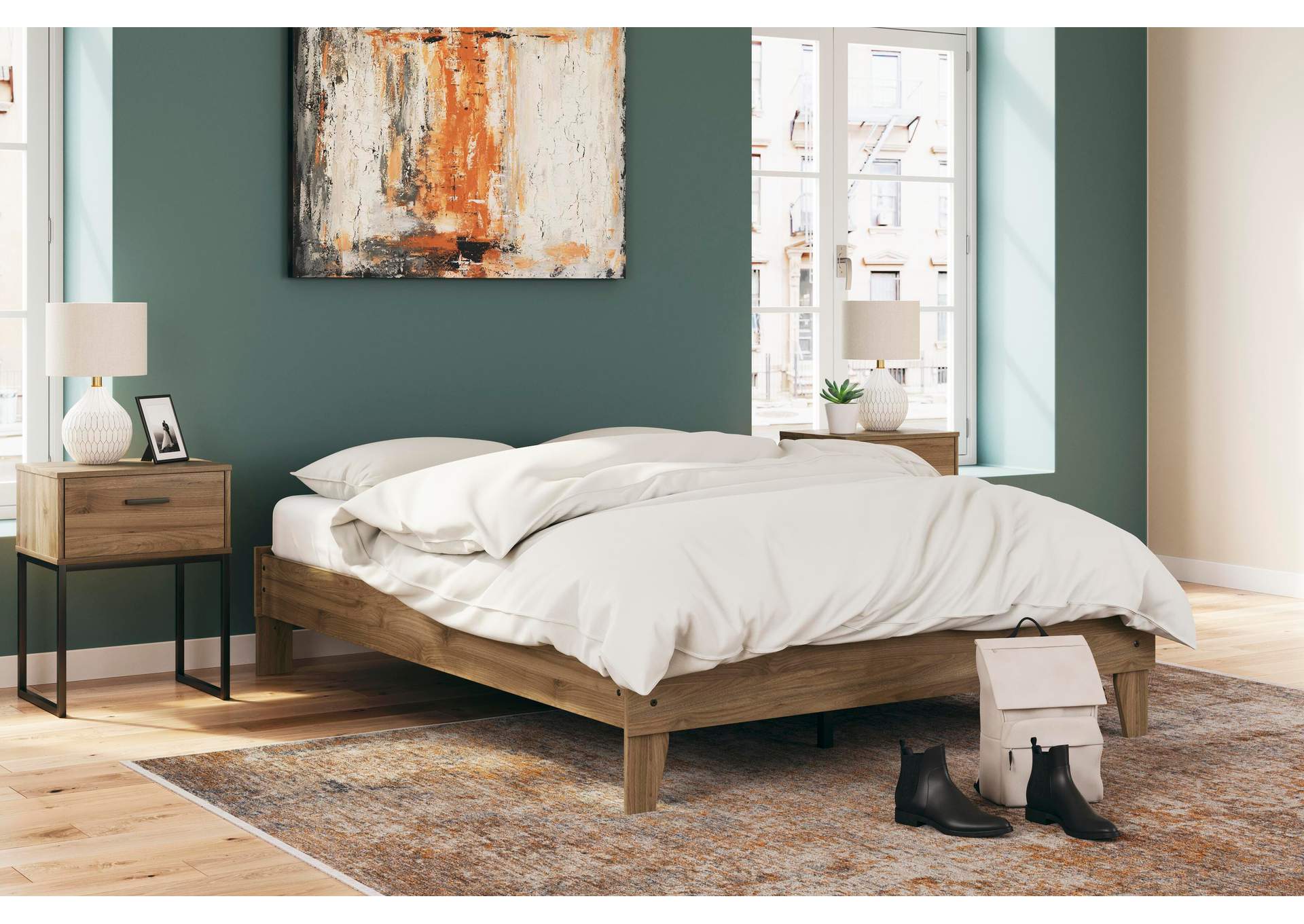 Deanlow Queen Platform Bed, Dresser and Nightstand