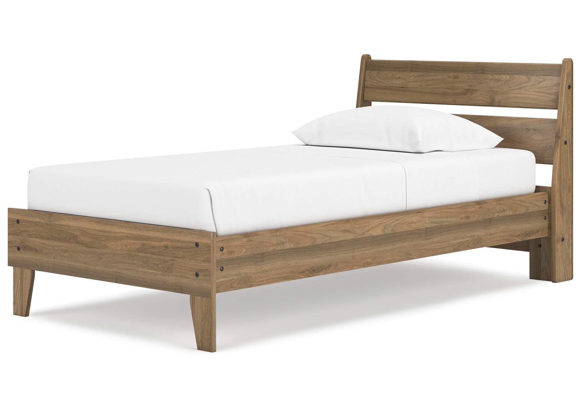 Deanlow Twin Platform Panel Bed and Nightstand angled view