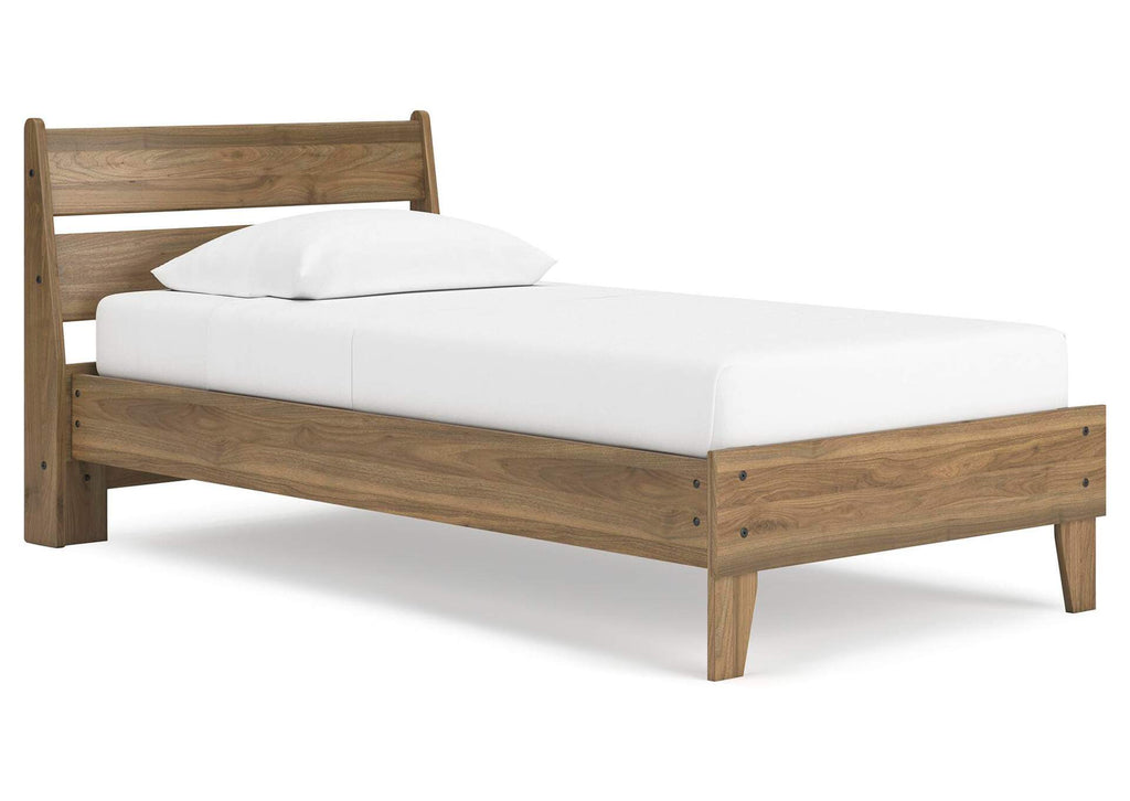 Deanlow Twin Platform Panel Bed, Dresser, Chest and 2 Nightstands angled view