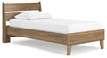 Deanlow Twin Platform Panel Bed in Honey, angle view