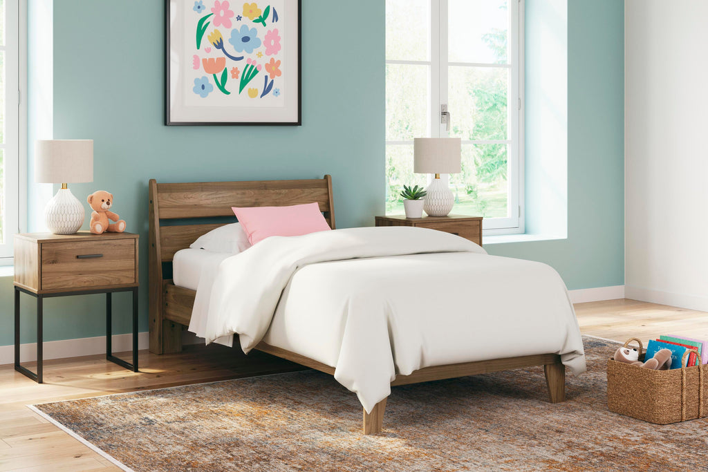 Deanlow Twin Platform Panel Bed in Honey, alternate view 2