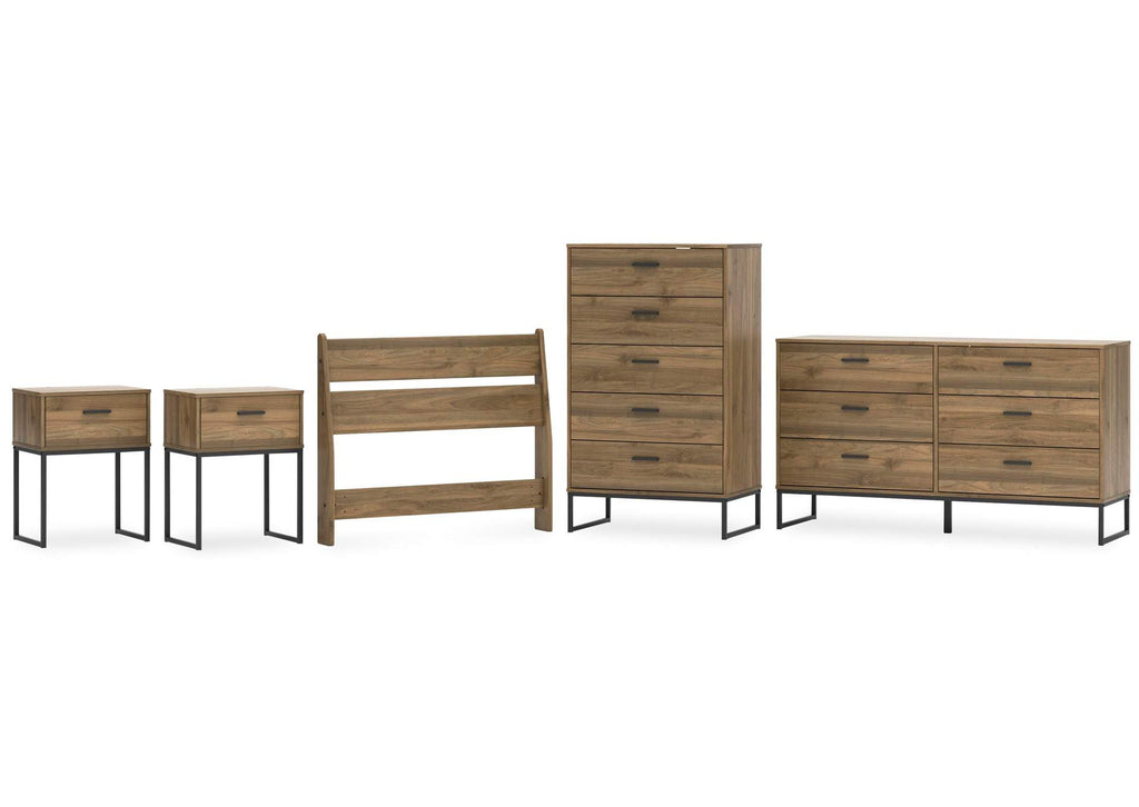 Deanlow Twin Panel Headboard, Dresser, Chest and 2 Nightstands