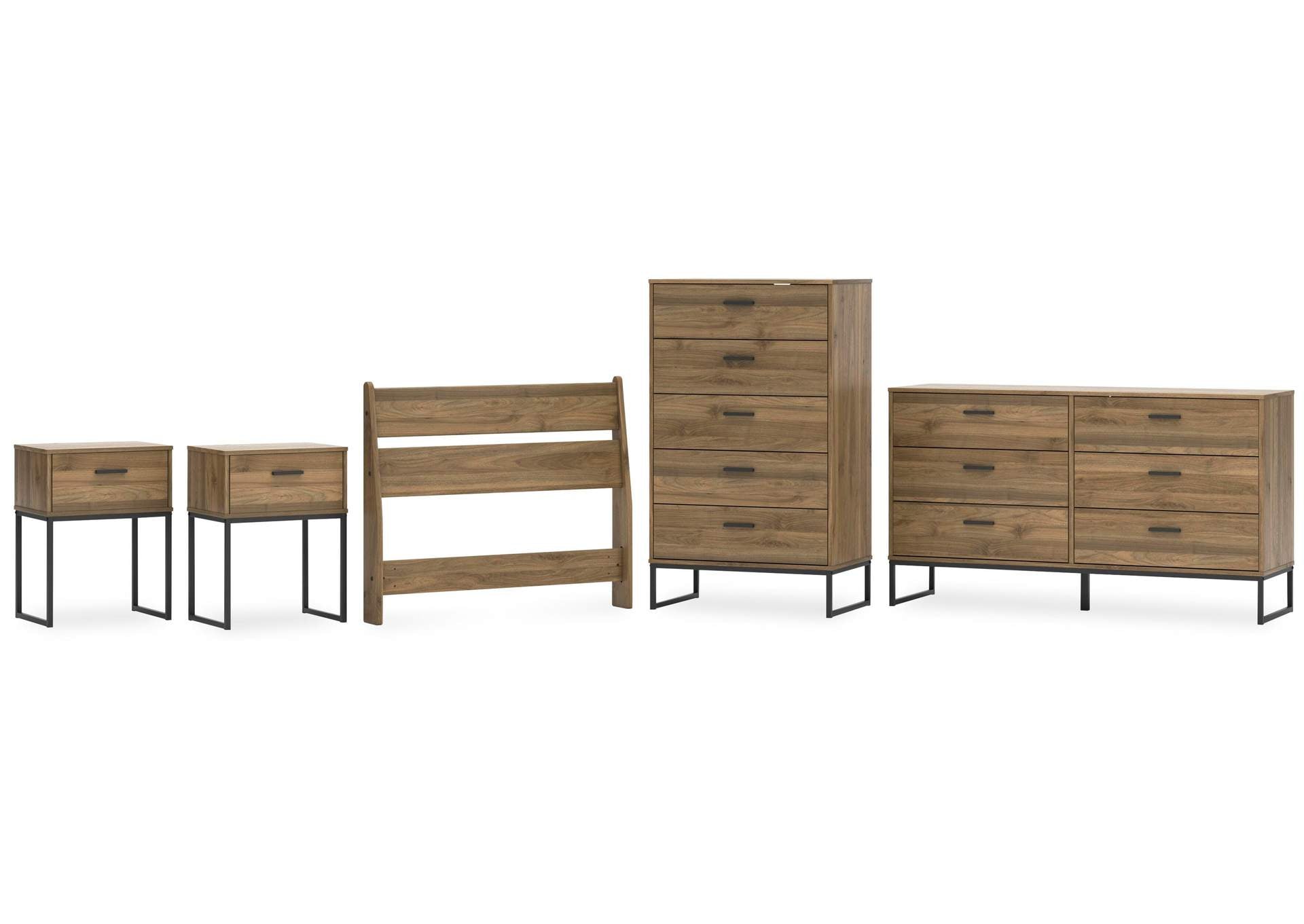 Deanlow Twin Panel Headboard, Dresser, Chest and 2 Nightstands