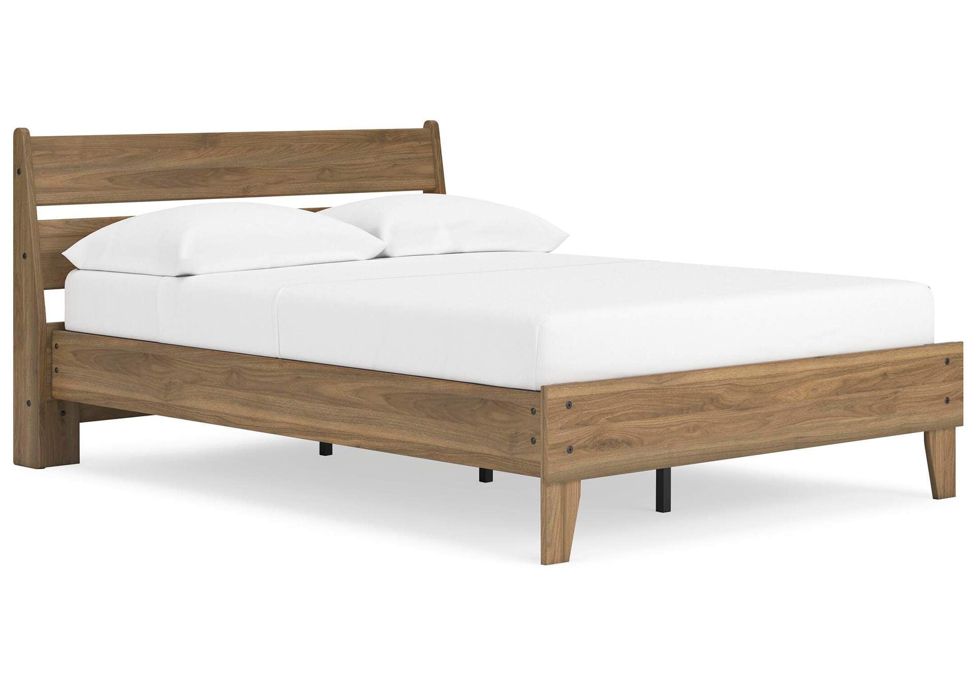 Deanlow Full Platform Panel Bed and 2 Nightstands angled view