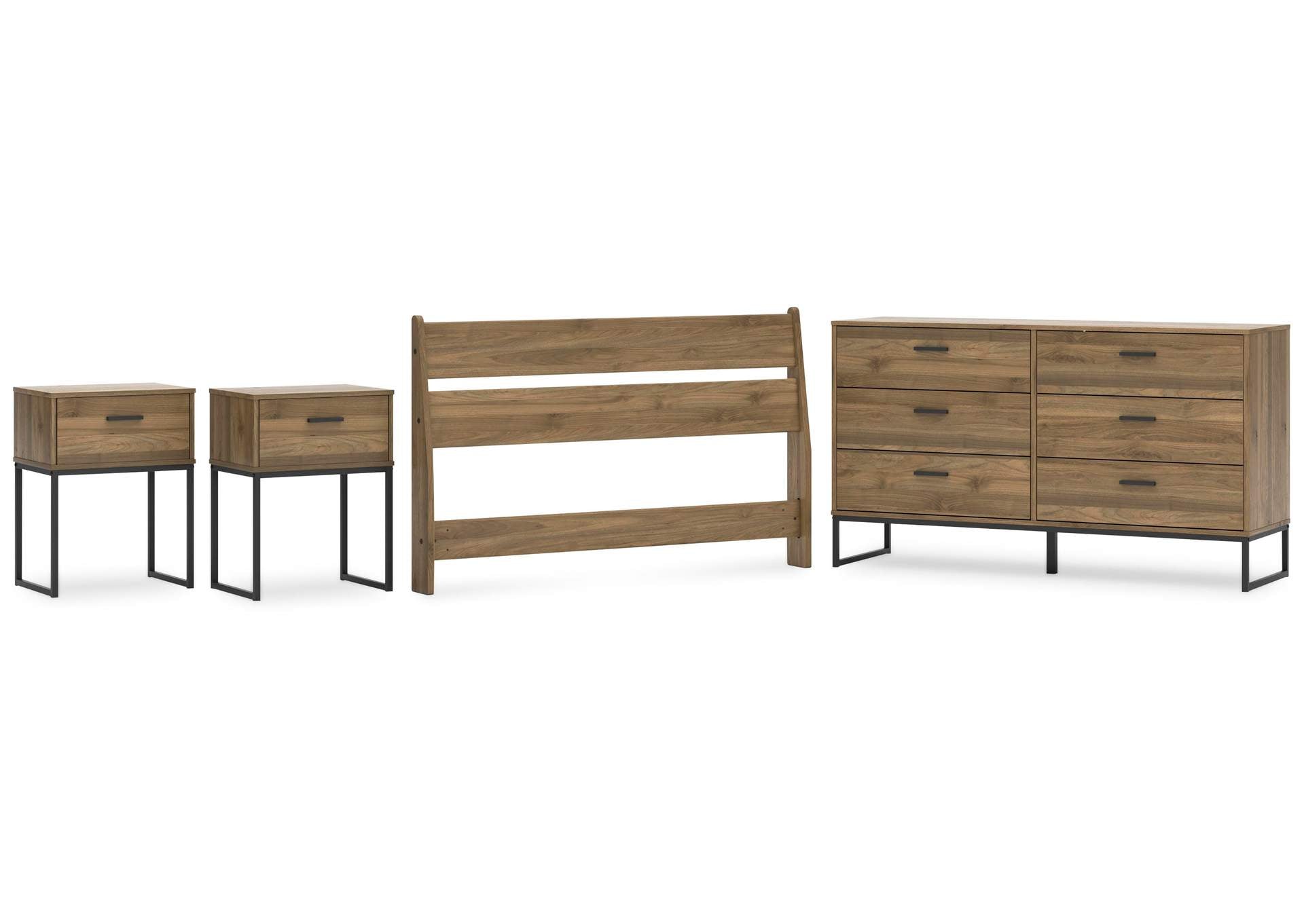 Deanlow Full Panel Headboard, Dresser and 2 Nightstands