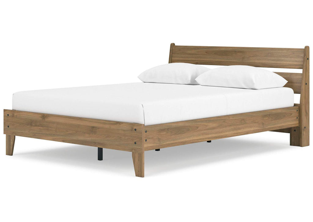 Deanlow Queen Platform Panel Bed and Dresser angled view