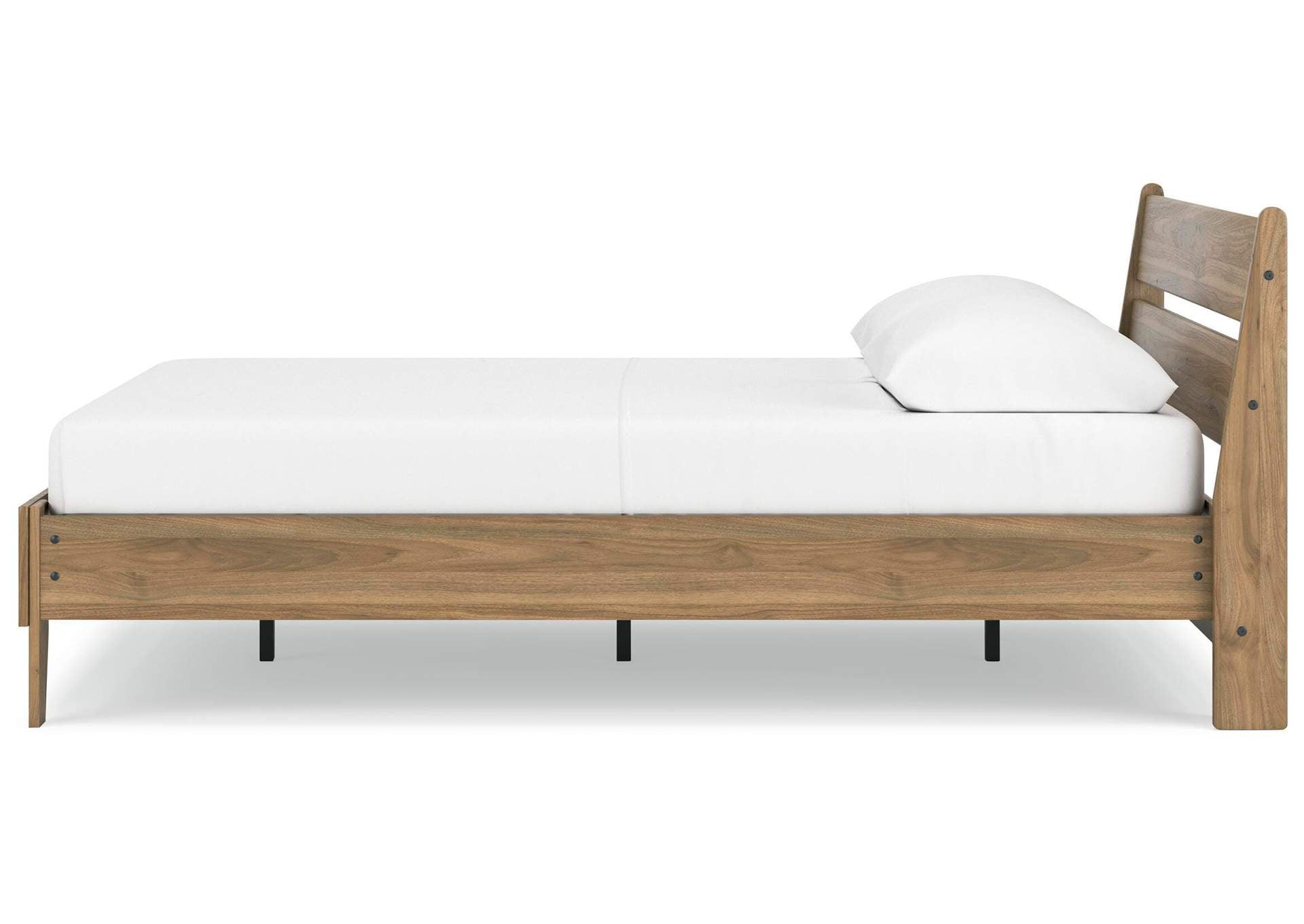 Deanlow Queen Platform Panel Bed and 2 Nightstands side view