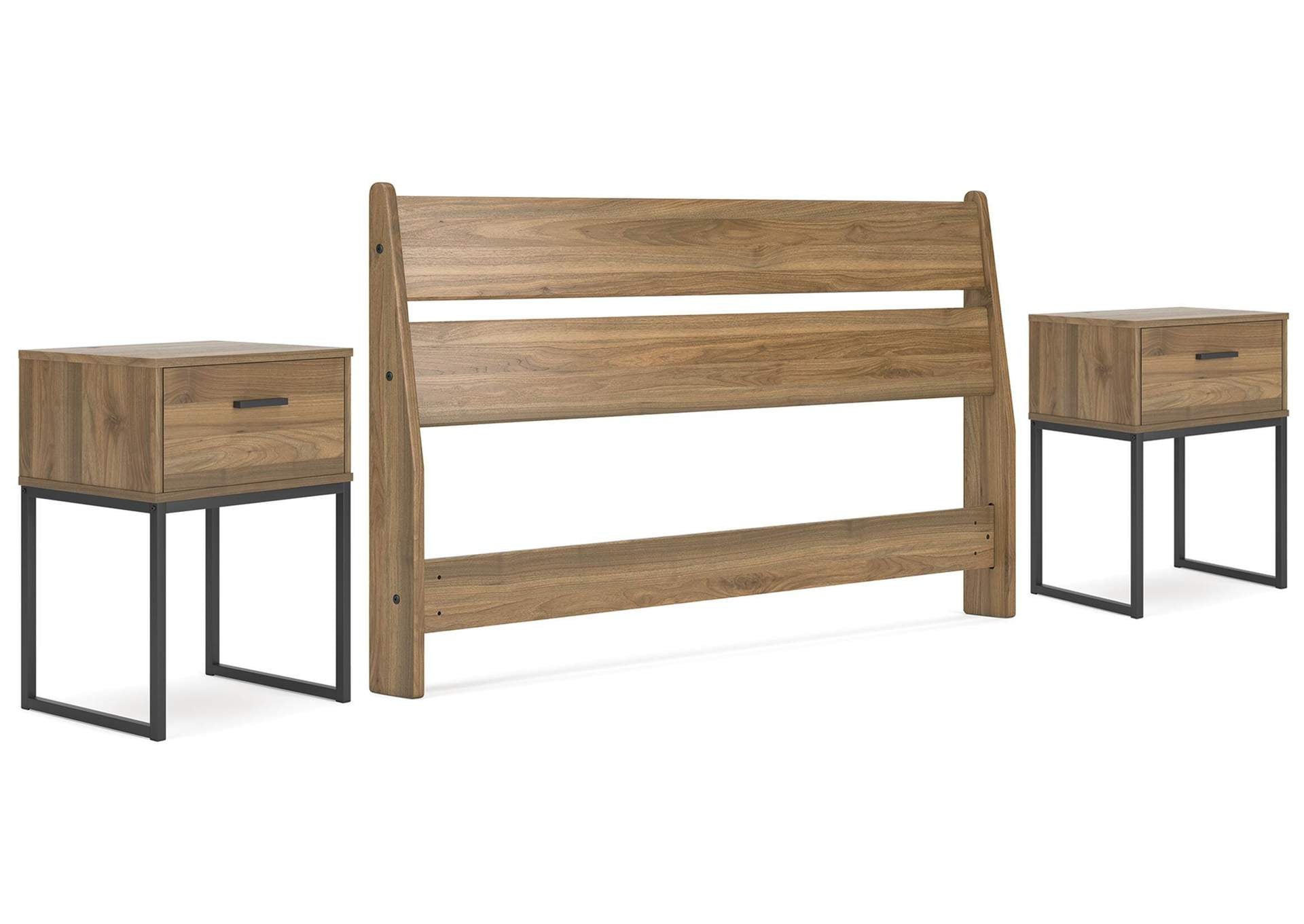 Deanlow Queen Panel Headboard and 2 Nightstands