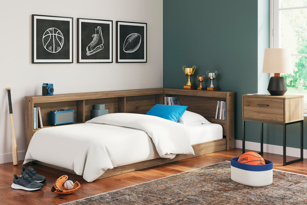 Deanlow Twin Bookcase Storage Bed in Honey, alternate view 2