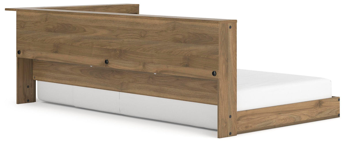 Deanlow Twin Bookcase Storage Bed in Honey, angle view
