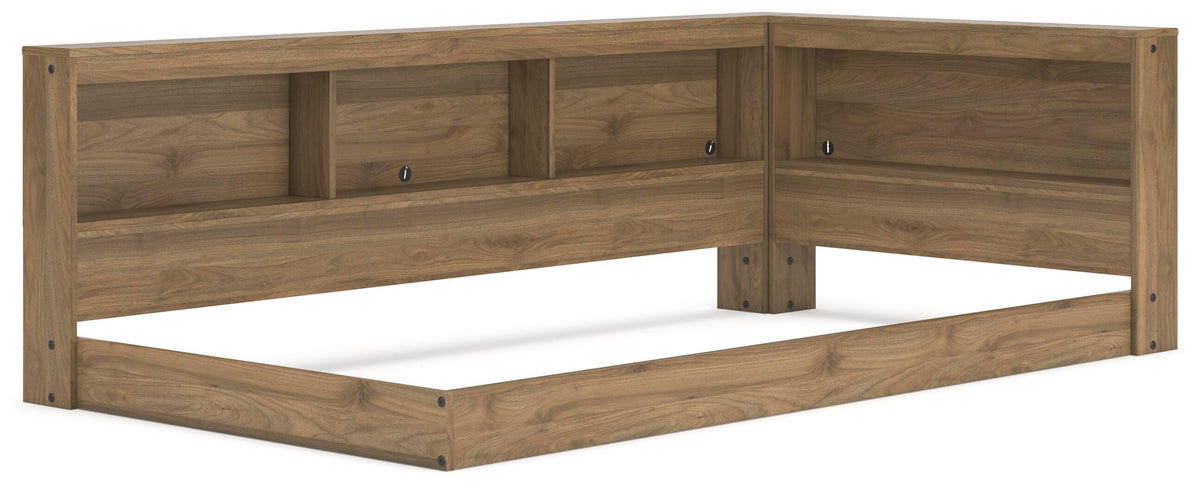 Deanlow Twin Bookcase Storage Bed in Honey, angle view