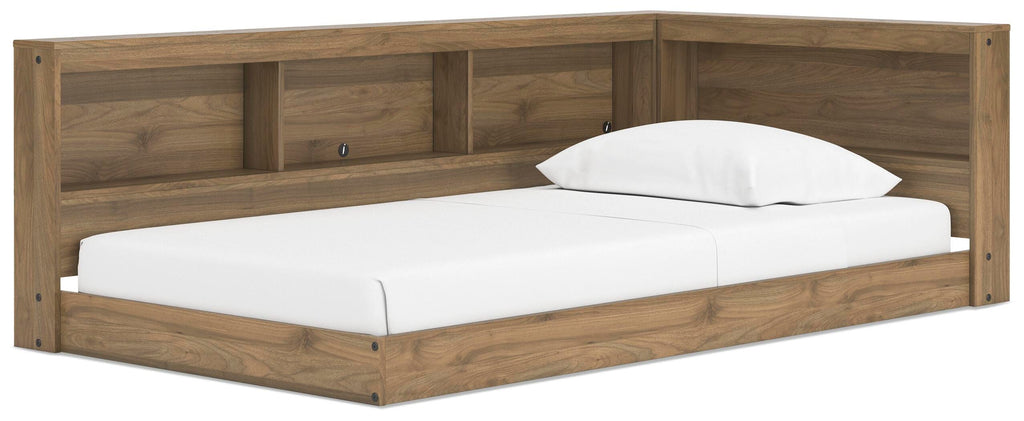 Deanlow Twin Bookcase Storage Bed in Honey, angle view