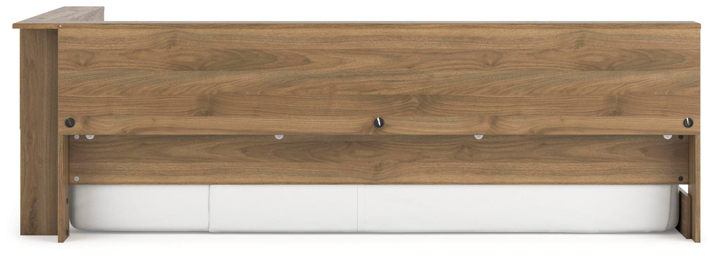 Deanlow Twin Bookcase Storage Bed in Honey, side view