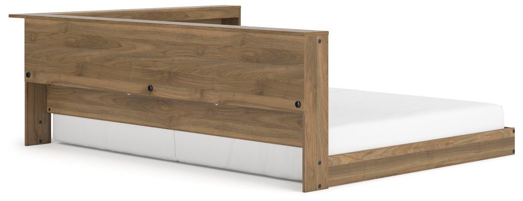 Deanlow Full Bookcase Storage Bed in Honey, angle view