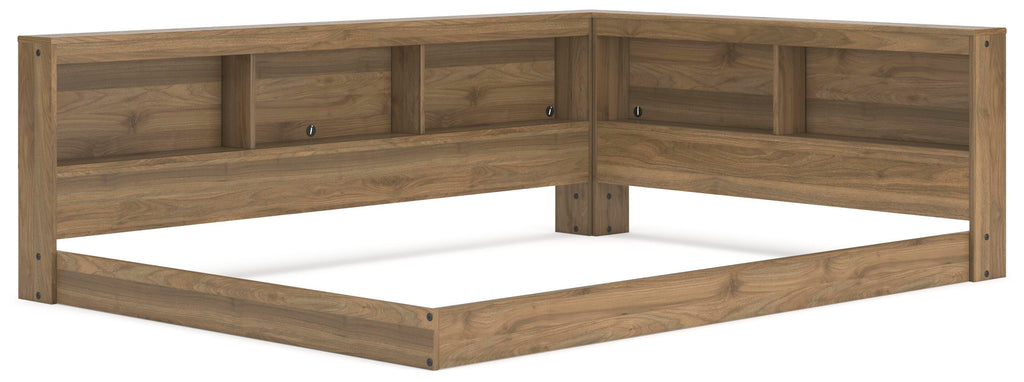 Deanlow Full Bookcase Storage Bed in Honey, angle view