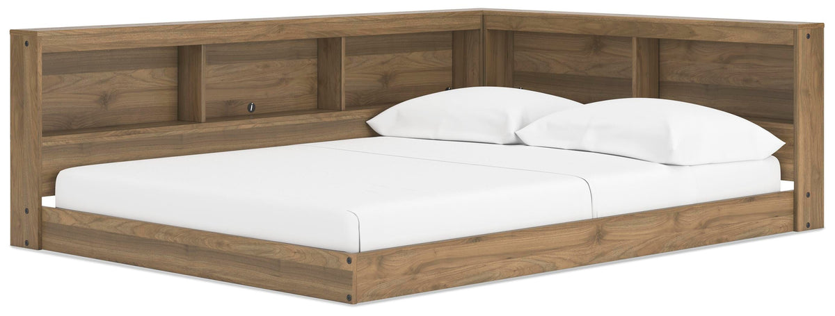 Deanlow Full Bookcase Storage Bed in Honey, angle view