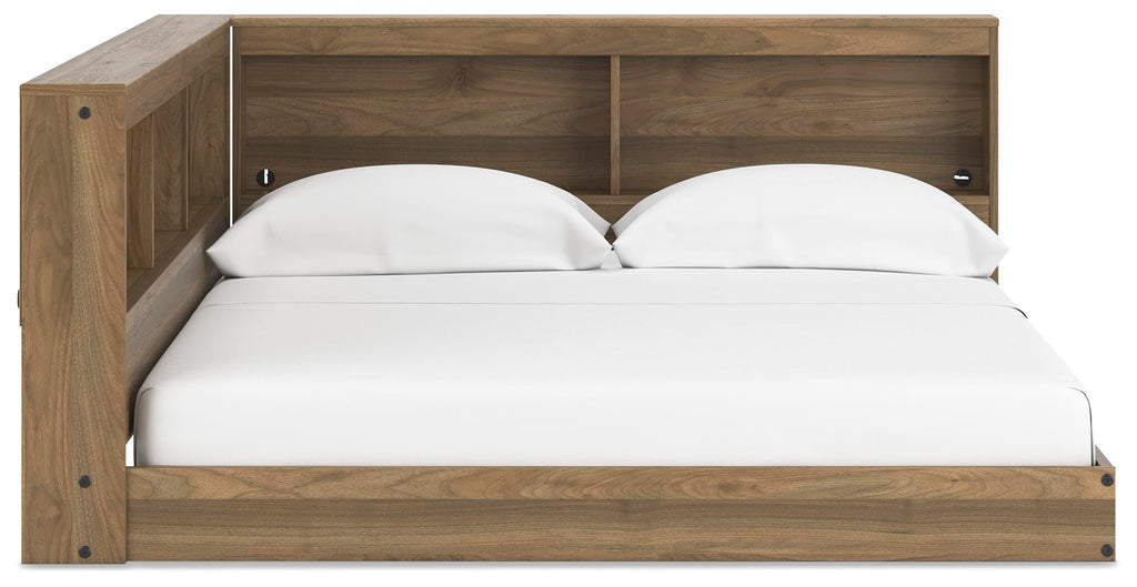Deanlow Full Bookcase Storage Bed in Honey, front view