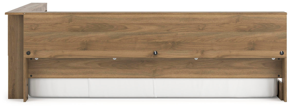 Deanlow Full Bookcase Storage Bed in Honey, side view