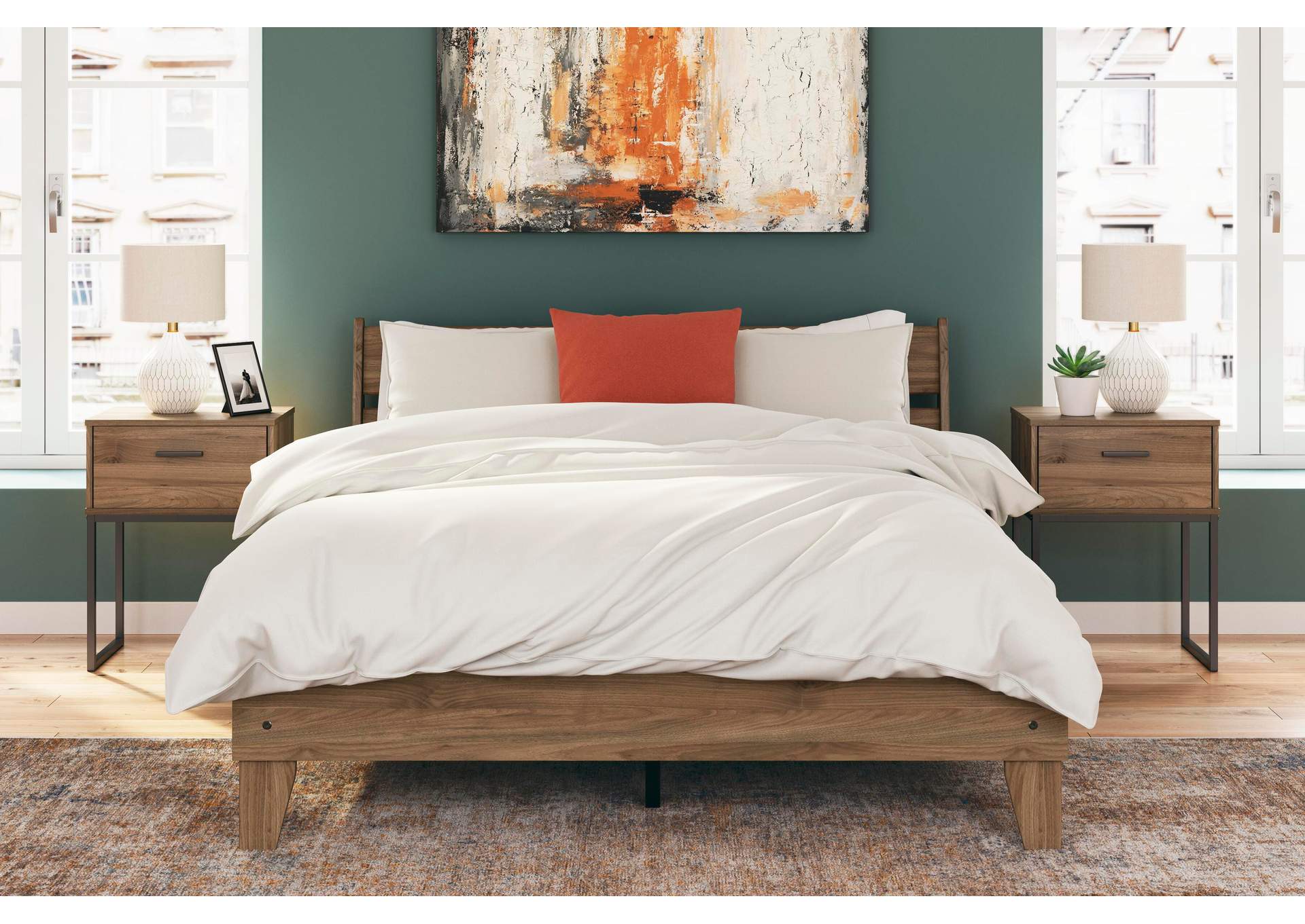 Deanlow Queen Panel Headboard and 2 Nightstands