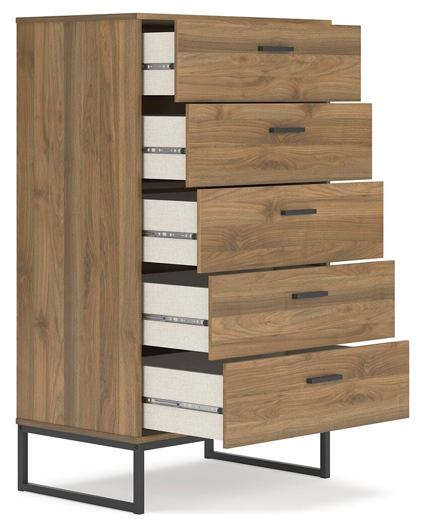 Deanlow Chest of Drawers in Honey, open view