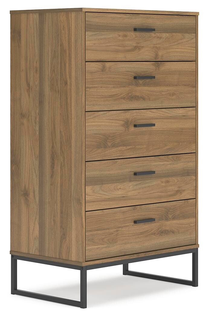 Deanlow Chest of Drawers in Honey, angle view