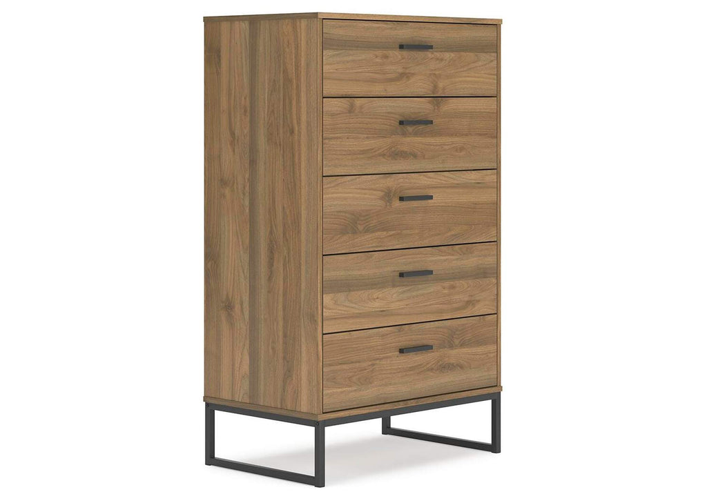Deanlow Twin Platform Panel Bed, Dresser, Chest and 2 Nightstands angled view
