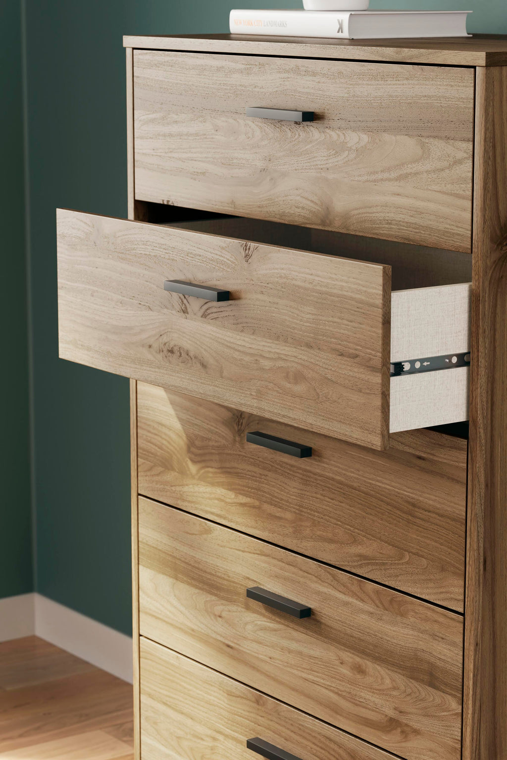 Deanlow Chest of Drawers in Honey, detail view