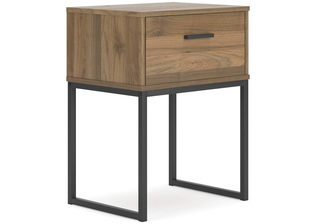 Deanlow Full Panel Headboard and 2 Nightstands angled view