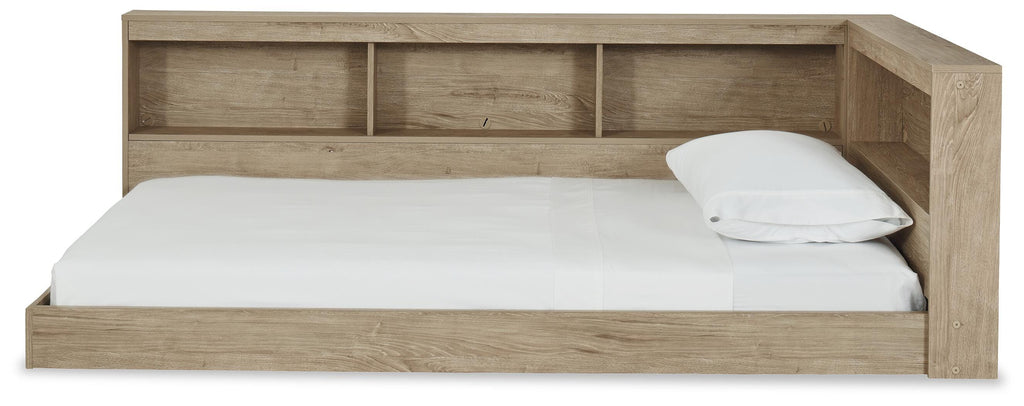 Oliah Twin Bookcase Storage Bed in Natural, front view