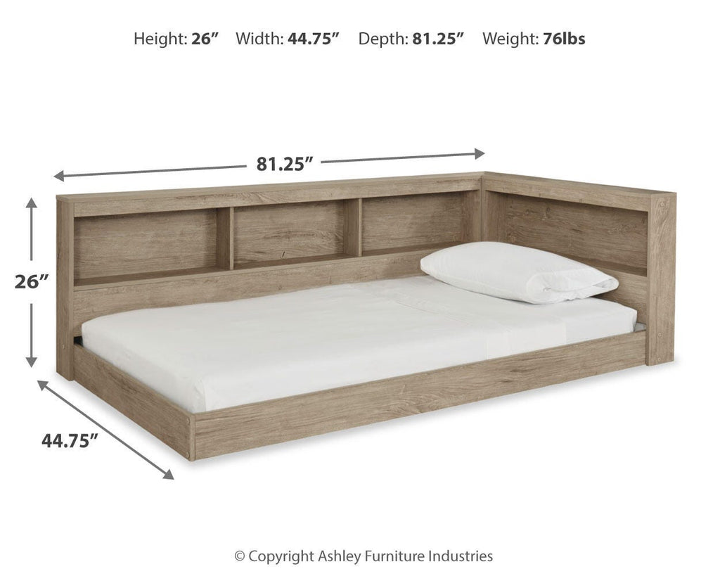 Oliah Twin Bookcase Storage Bed in Natural, alternate view 5