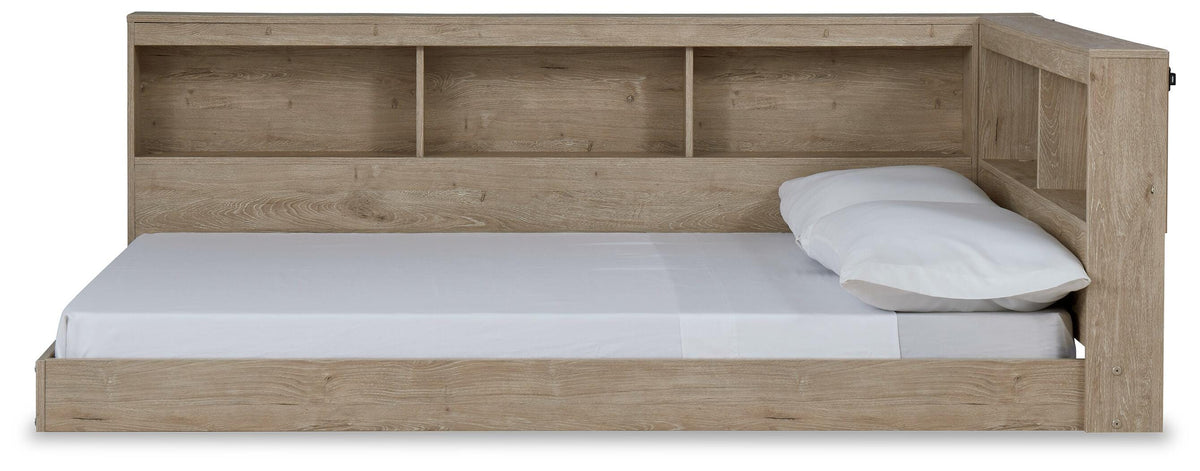 Oliah Full Bookcase Storage Bed in Natural, front view