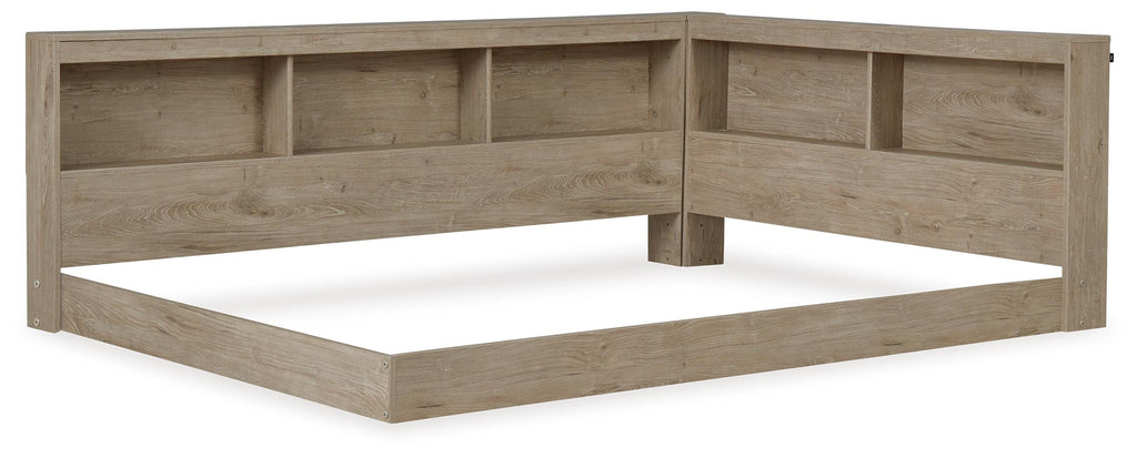 Oliah Full Bookcase Storage Bed in Natural, angle view
