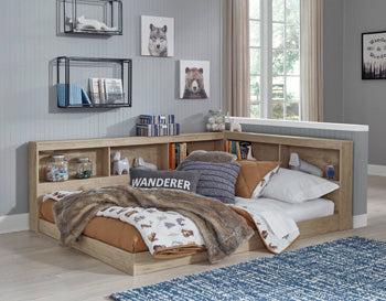 Oliah Full Bookcase Storage Bed in Natural