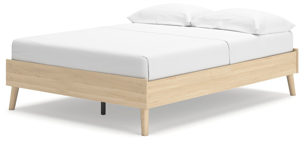 Cabinella Full Platform Bed in Tan, angle view