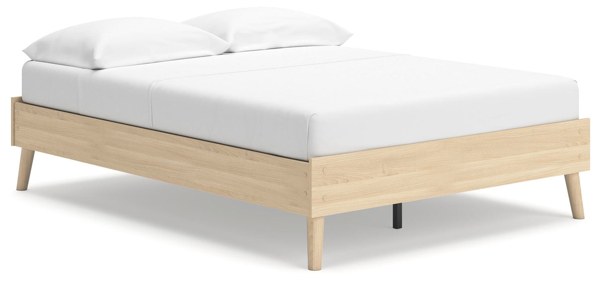 Cabinella Full Platform Bed in Tan, angle view
