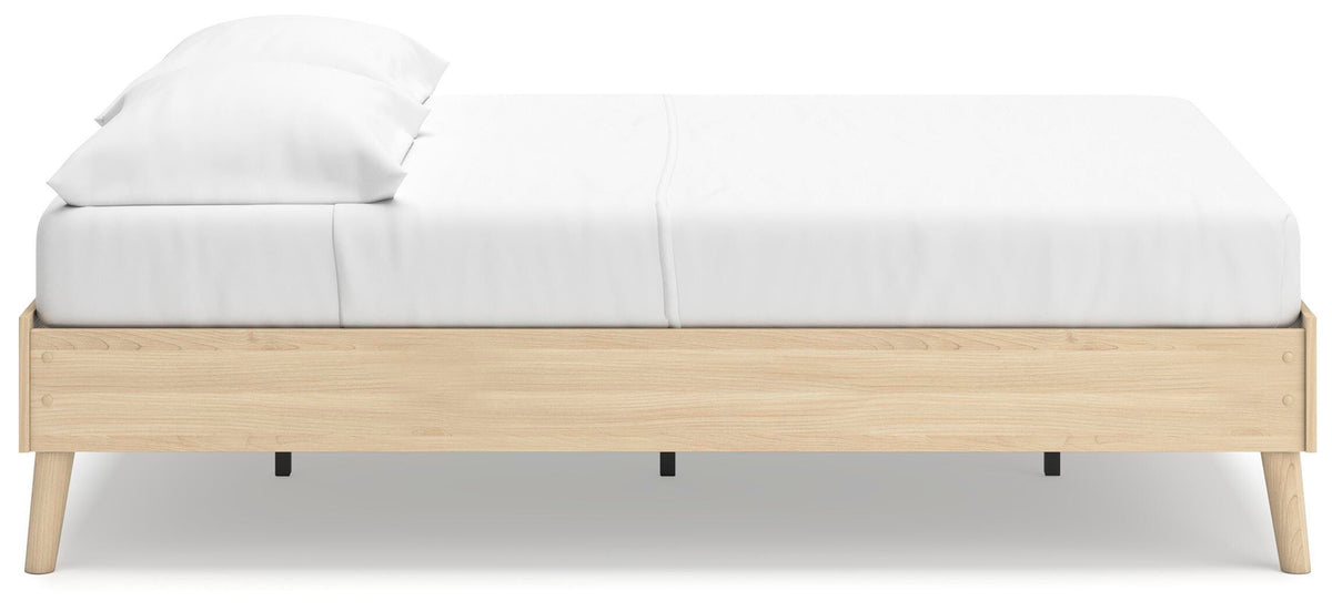 Cabinella Full Platform Bed in Tan, side view