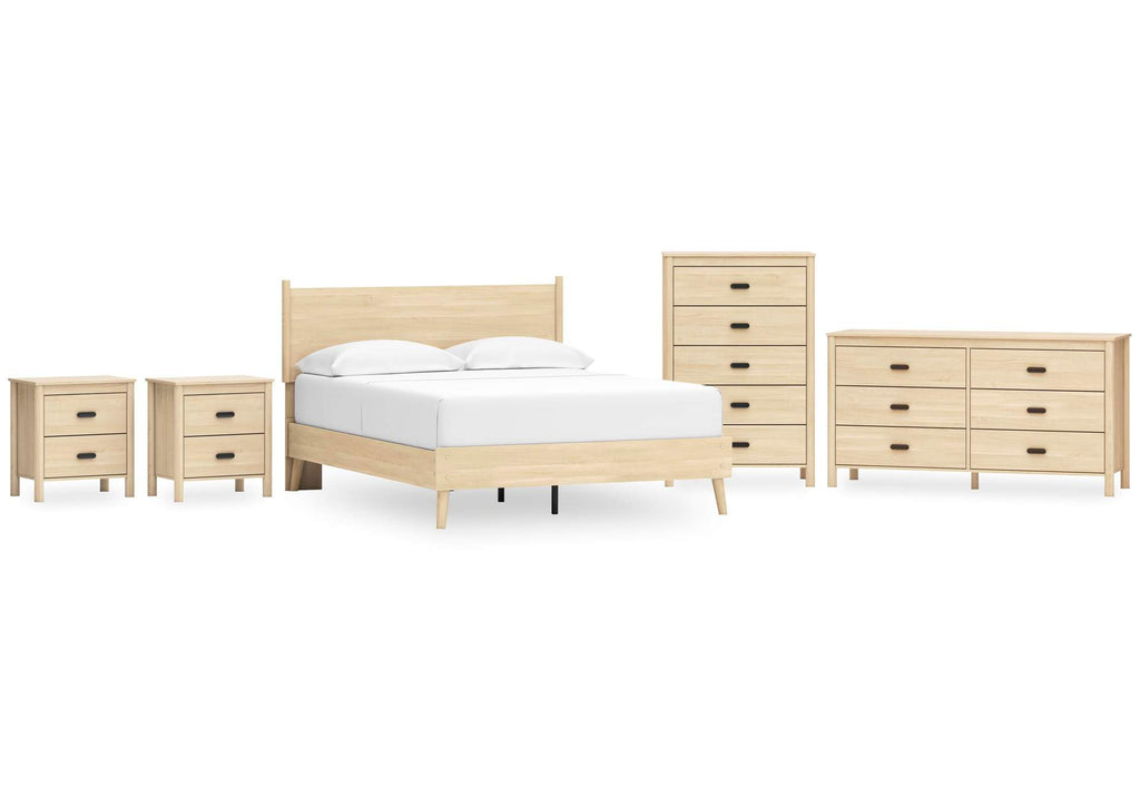Cabinella Queen Platform Panel Bed, Dresser, Chest and 2 Nightstands