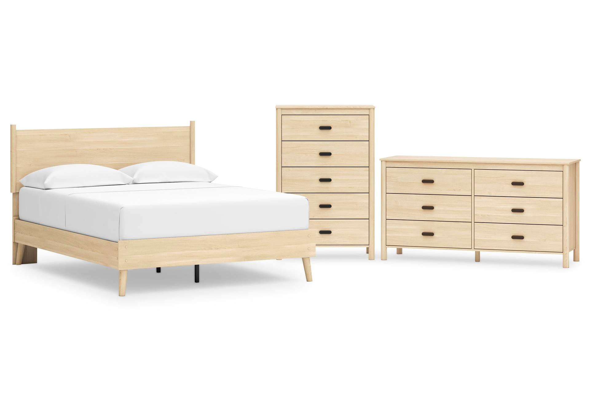 Cabinella Queen Platform Panel Bed, Dresser and Chest