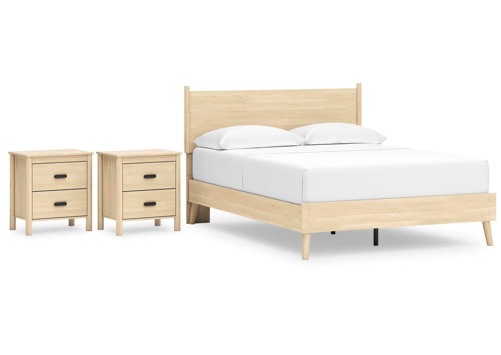 Cabinella Queen Platform Panel Bed and 2 Nightstands