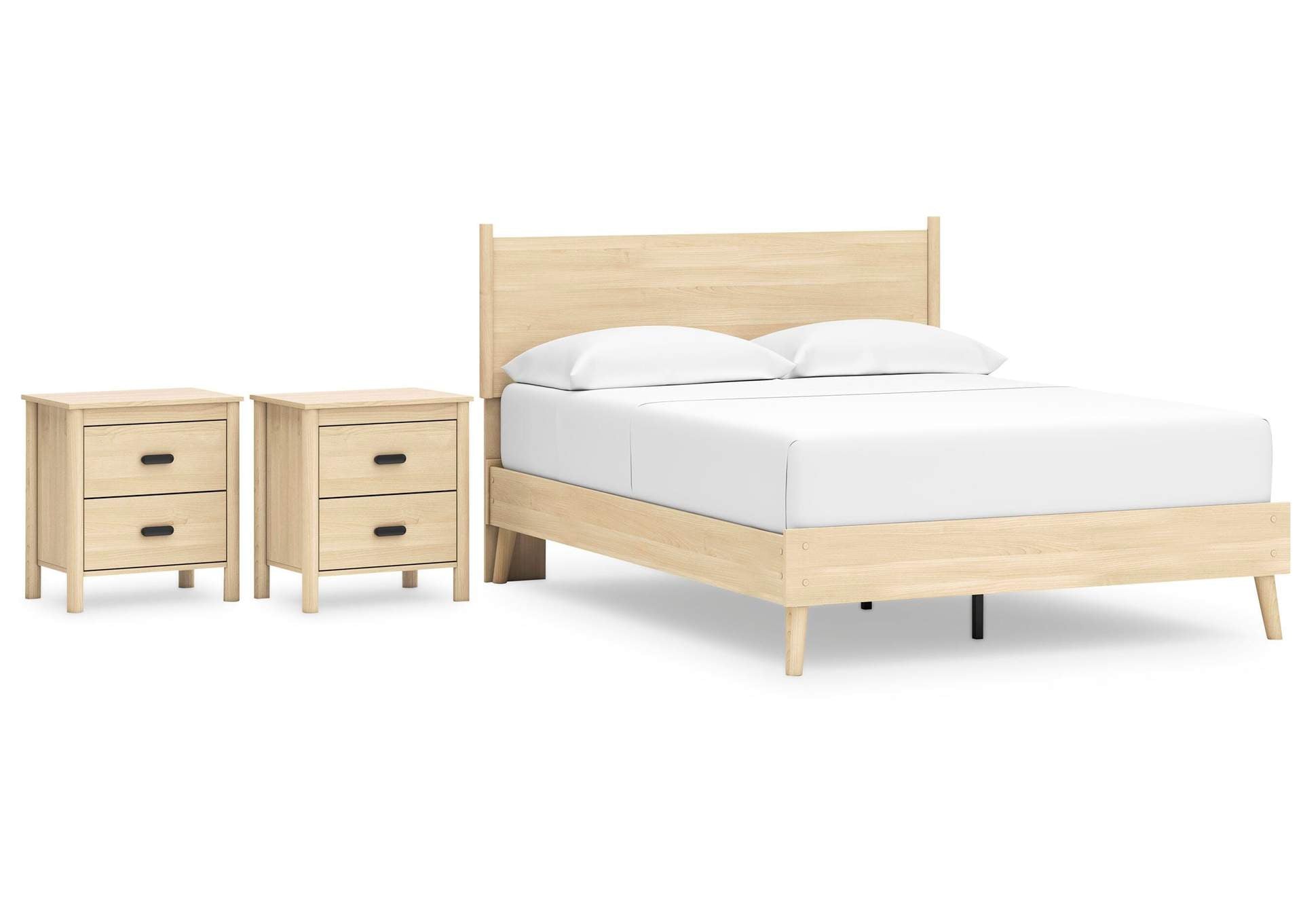 Cabinella Queen Platform Panel Bed and 2 Nightstands
