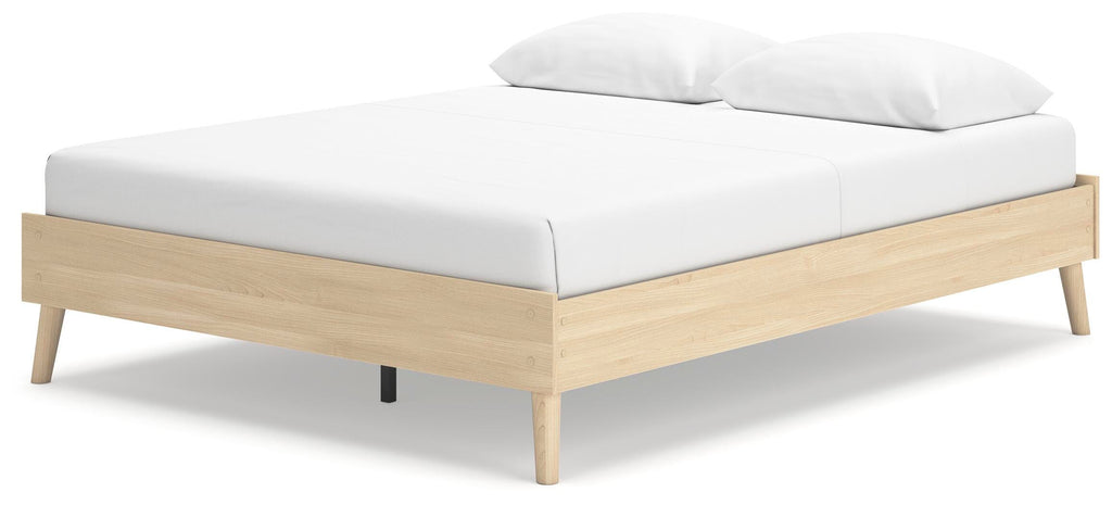 Cabinella Queen Platform Bed in Tan, angle view