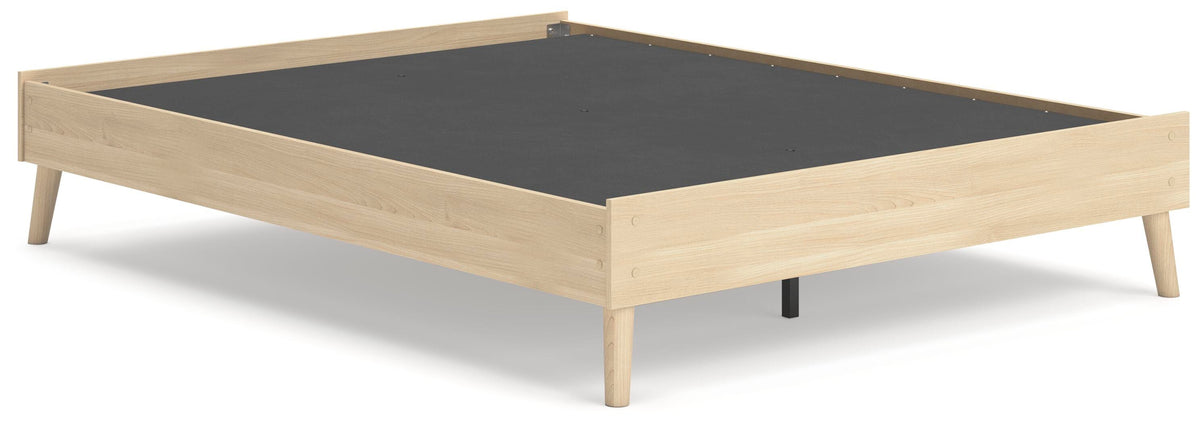 Cabinella Queen Platform Bed in Tan, angle view