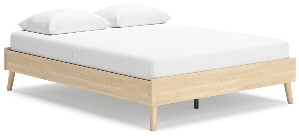 Cabinella Queen Platform Bed in Tan, angle view