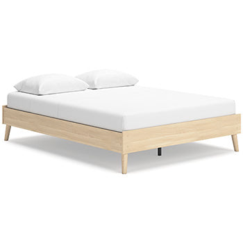 Cabinella Queen Platform Bed in Tan, angle view