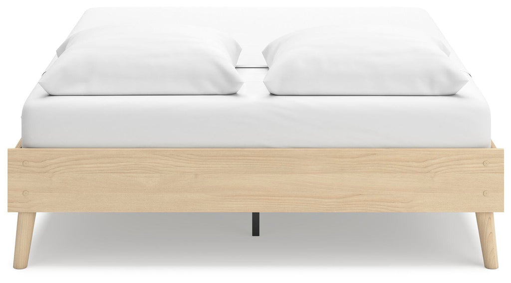Cabinella Queen Platform Bed in Tan, back view