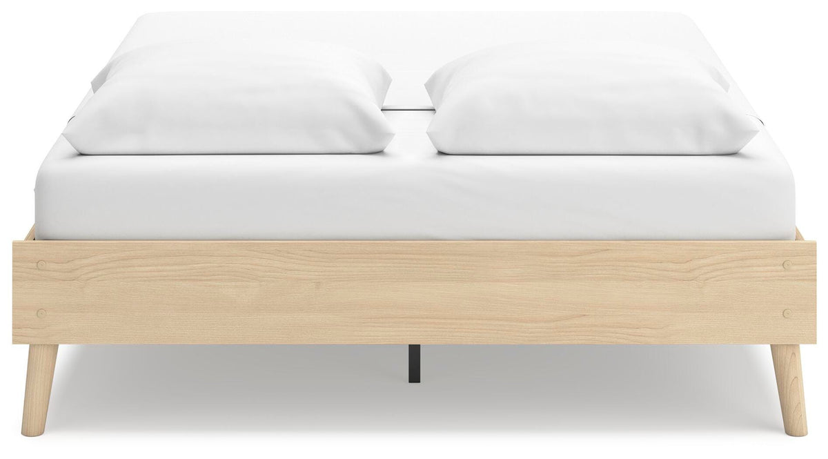 Cabinella Queen Platform Bed in Tan, back view