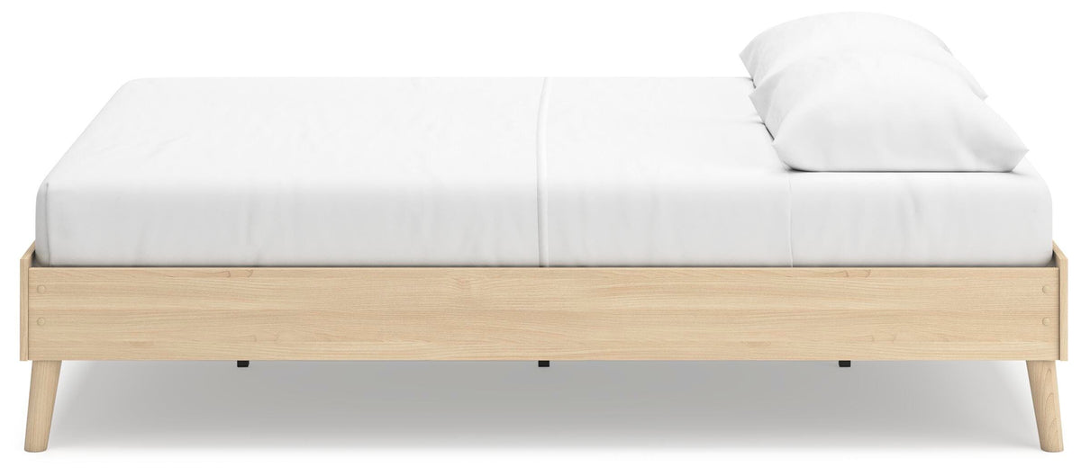 Cabinella Queen Platform Bed in Tan, alternate side view
